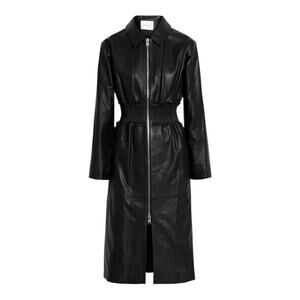 FRAME Black Leather Trench Coat Size XS 100% Lamb Leather